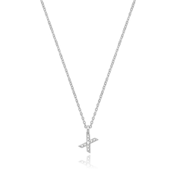 Francis & Gaye Silver Stone Set Initial Necklace