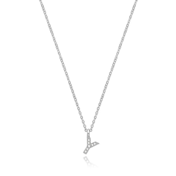 Francis & Gaye Silver Stone Set Initial Necklace
