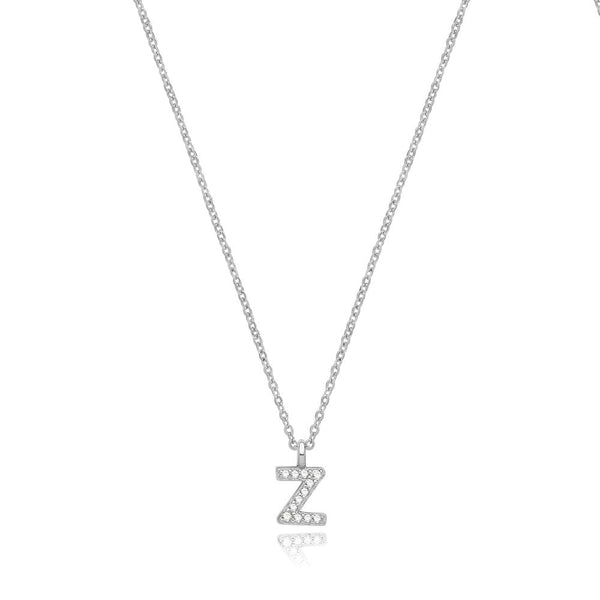 Francis & Gaye Silver Stone Set Initial Necklace