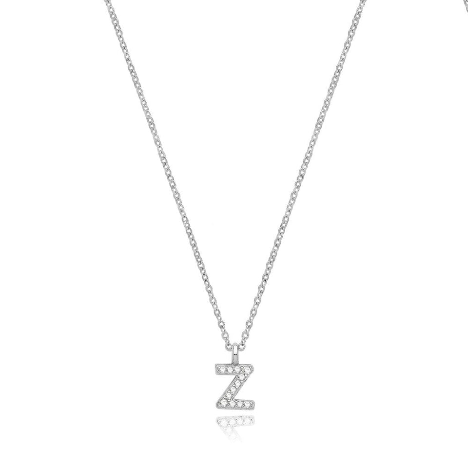 Francis & Gaye Silver Stone Set Initial Necklace