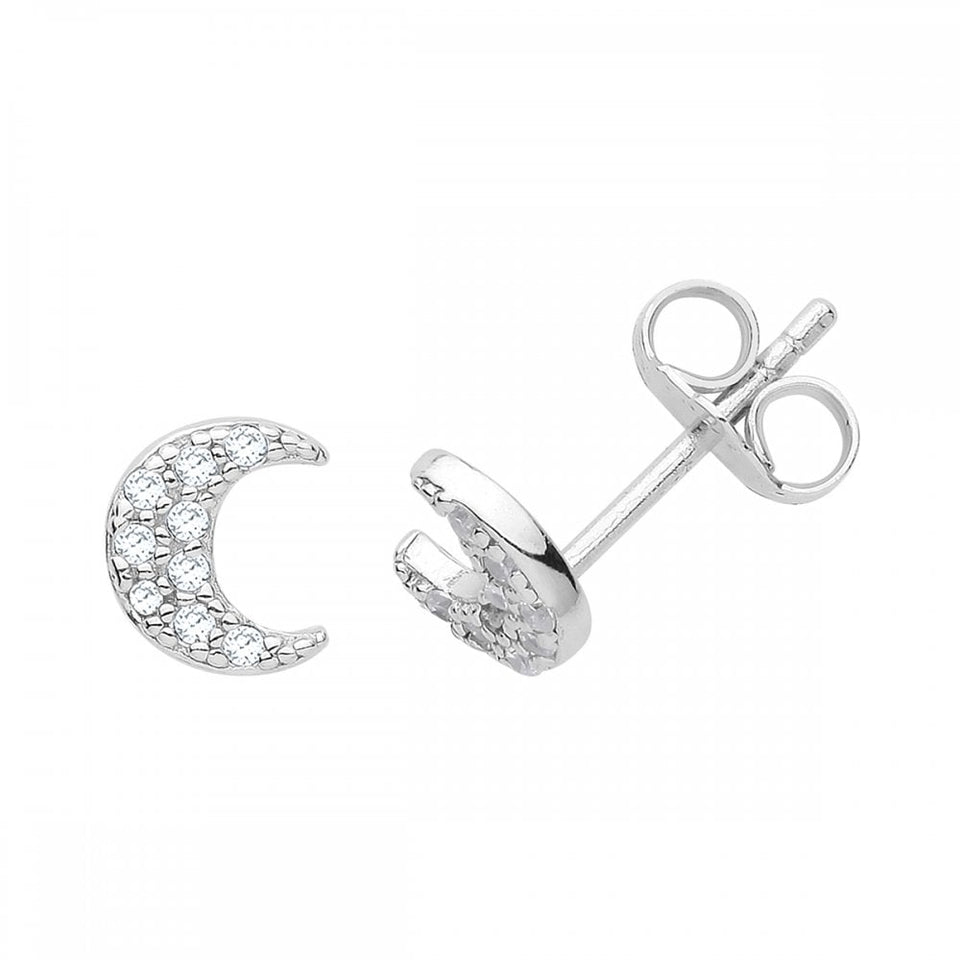 Francis & Gaye Silver Stone Set Moon Studs