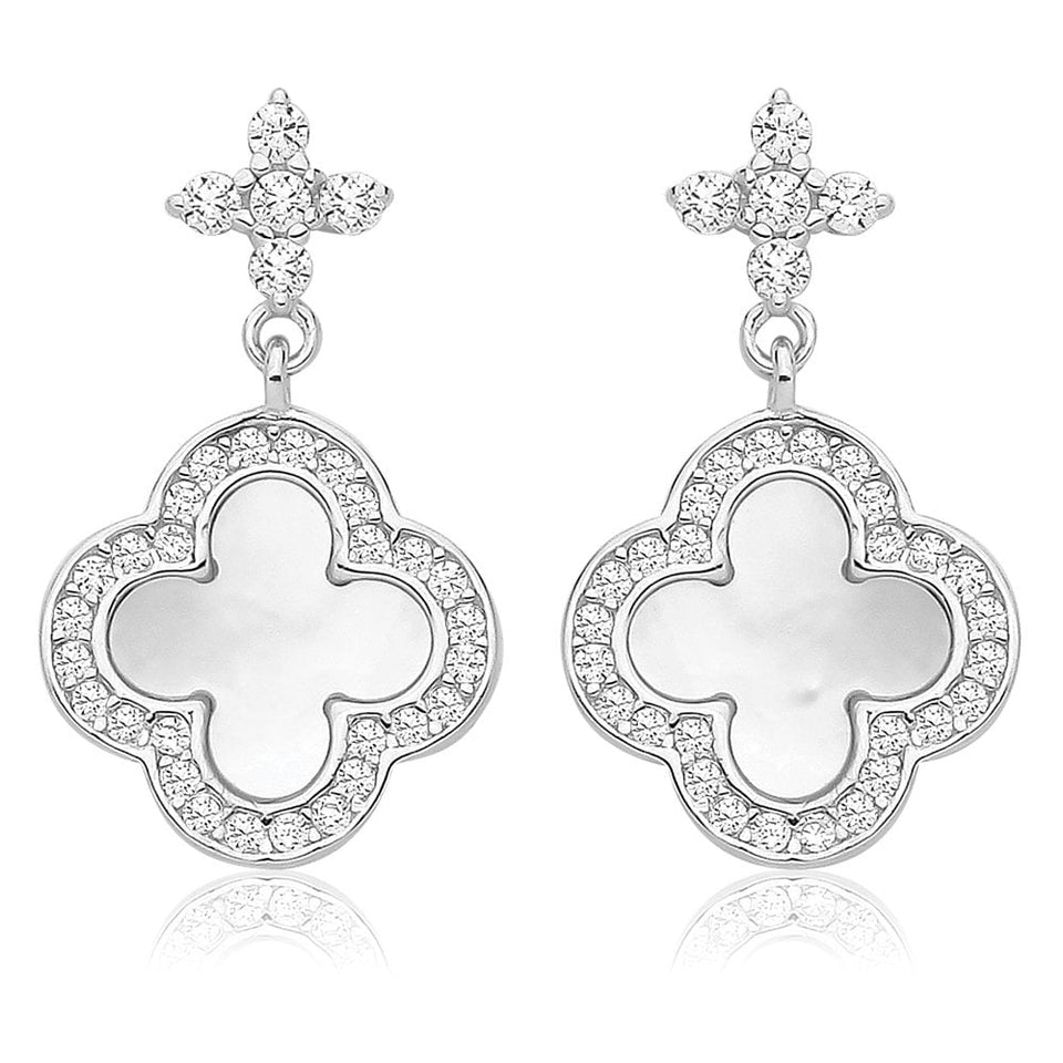 Francis & Gaye Silver Stone Set & Mother of Pearl Drop Earrings