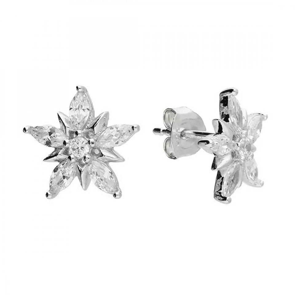 Francis & Gaye Silver Stone Set Snowflake Studs