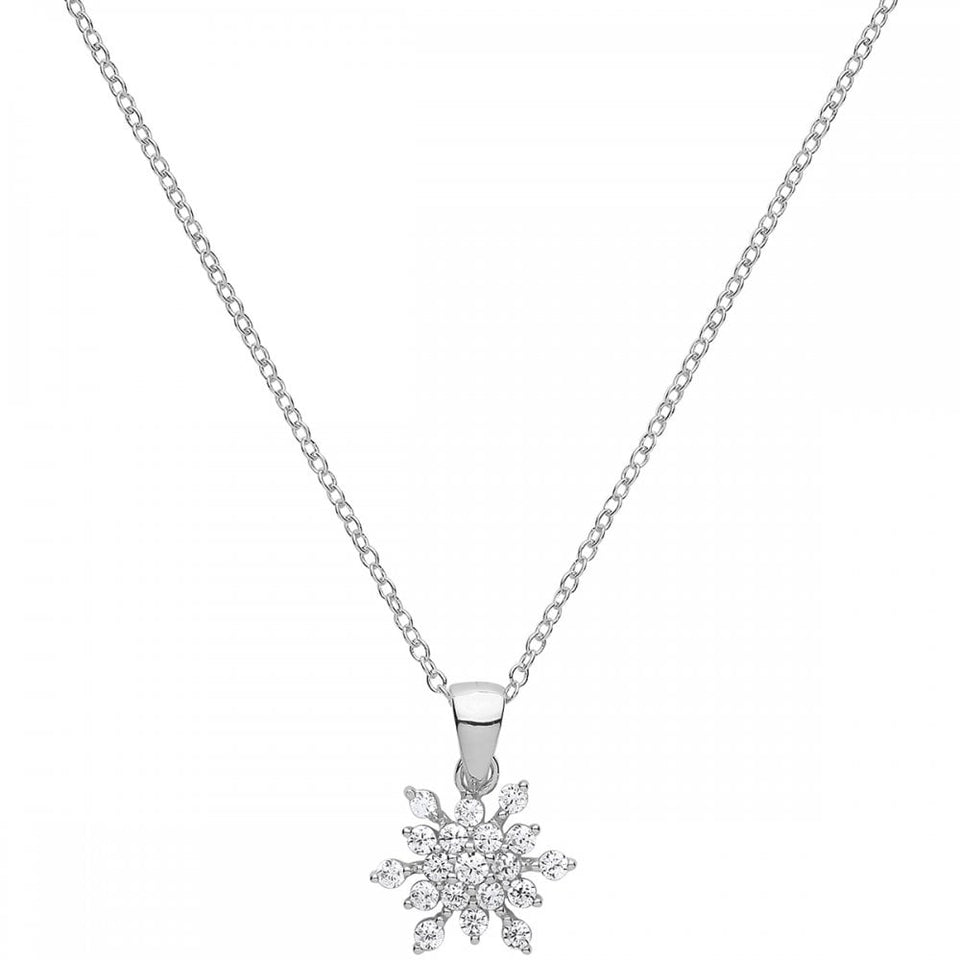 Francis & Gaye Silver Stone Set Snowflake Necklace