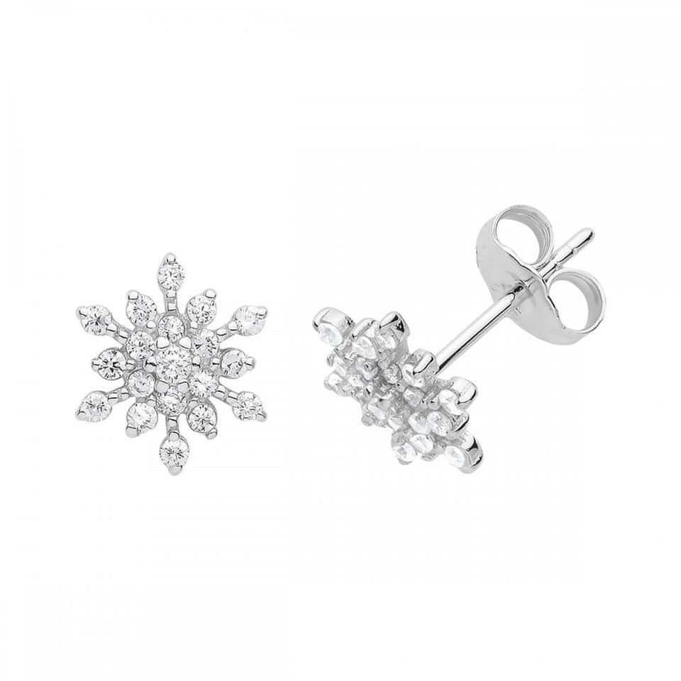 Francis & Gaye Silver Stone Set Snowflake Studs