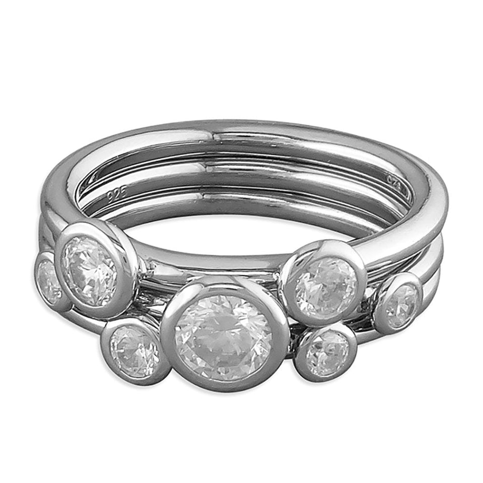 Francis & Gaye Silver Stone Set Stacker Ring