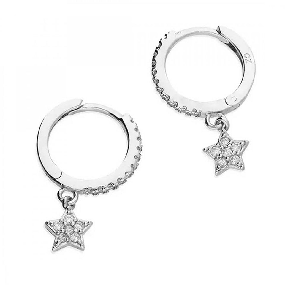 Francis & Gaye Silver & Stone Set Star Drop Hoops