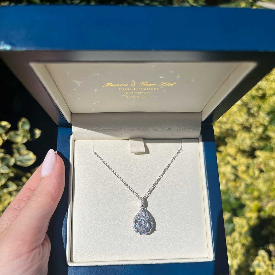 Francis & Gaye Silver Stone Set Teardrop Necklace