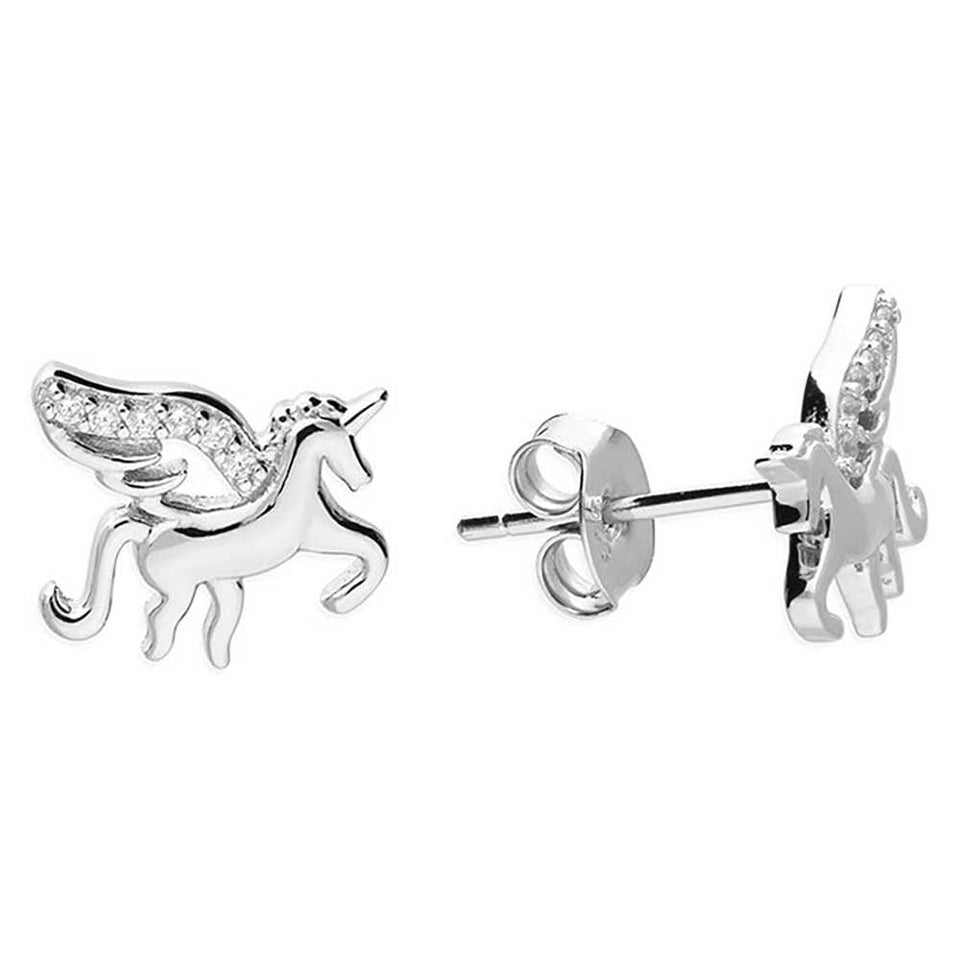 Francis & Gaye Silver & Stone Set Unicorn with Wings Earrings