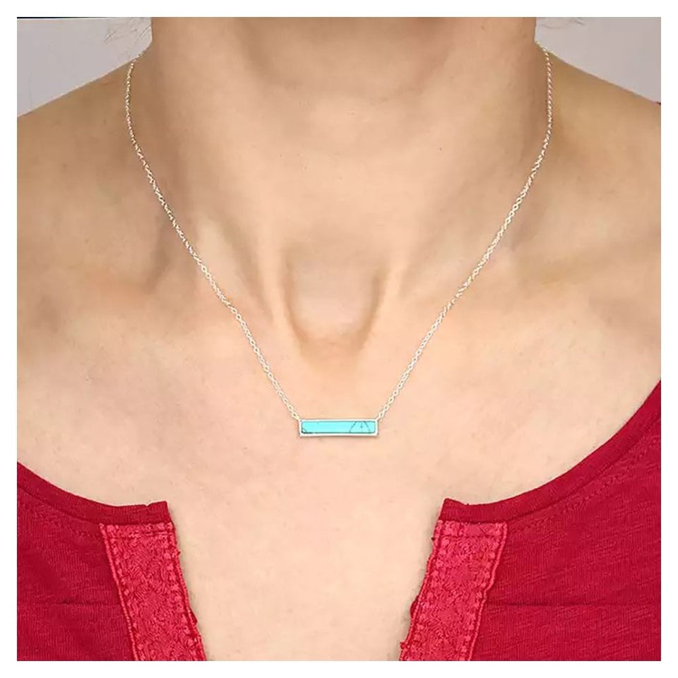 Francis & Gaye Silver Turquoise Bar Necklace