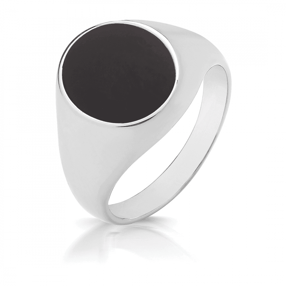Francis & Gaye Small Triple Plated Oval Black Onyx Signet Ring