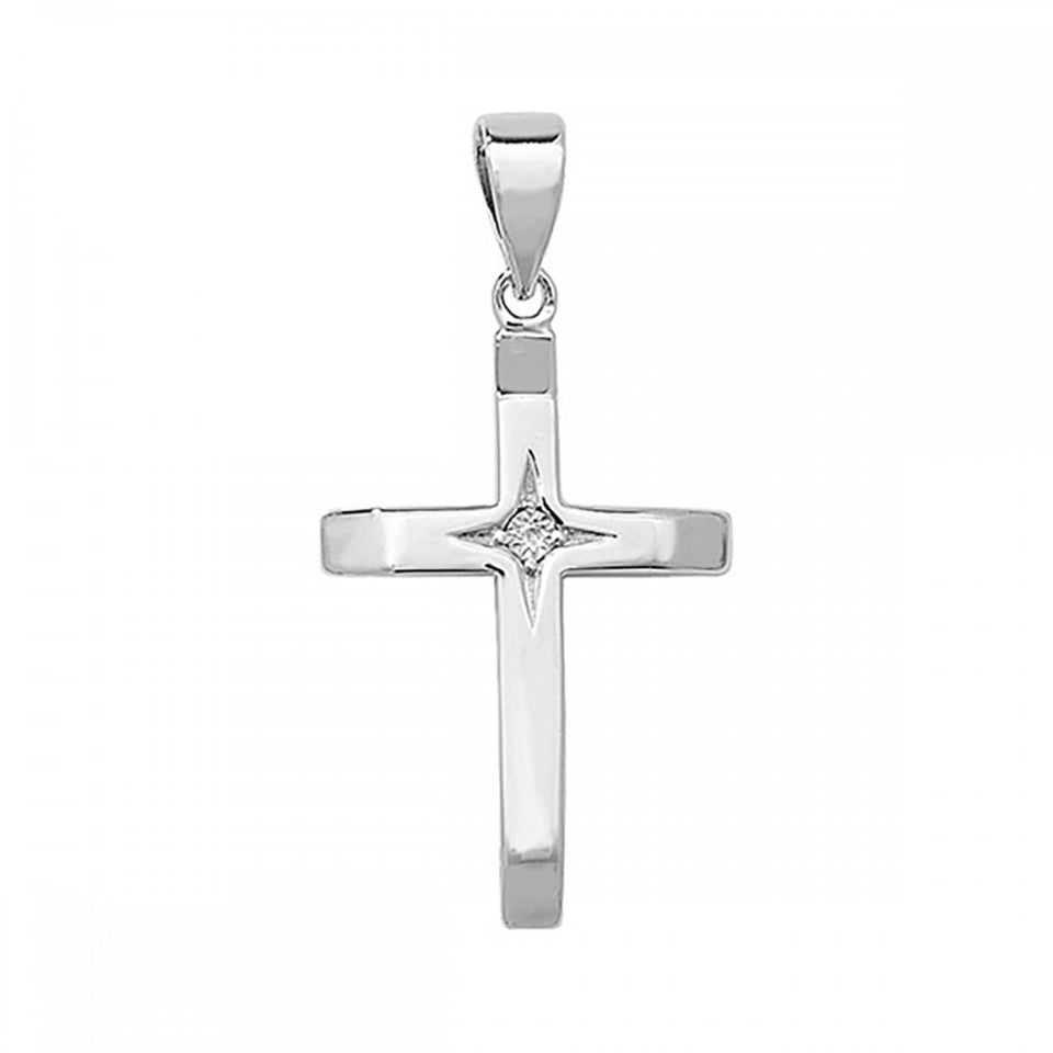 Francis & Gaye Sterling Silver (3.5cm) Stone Set Cross Pendant