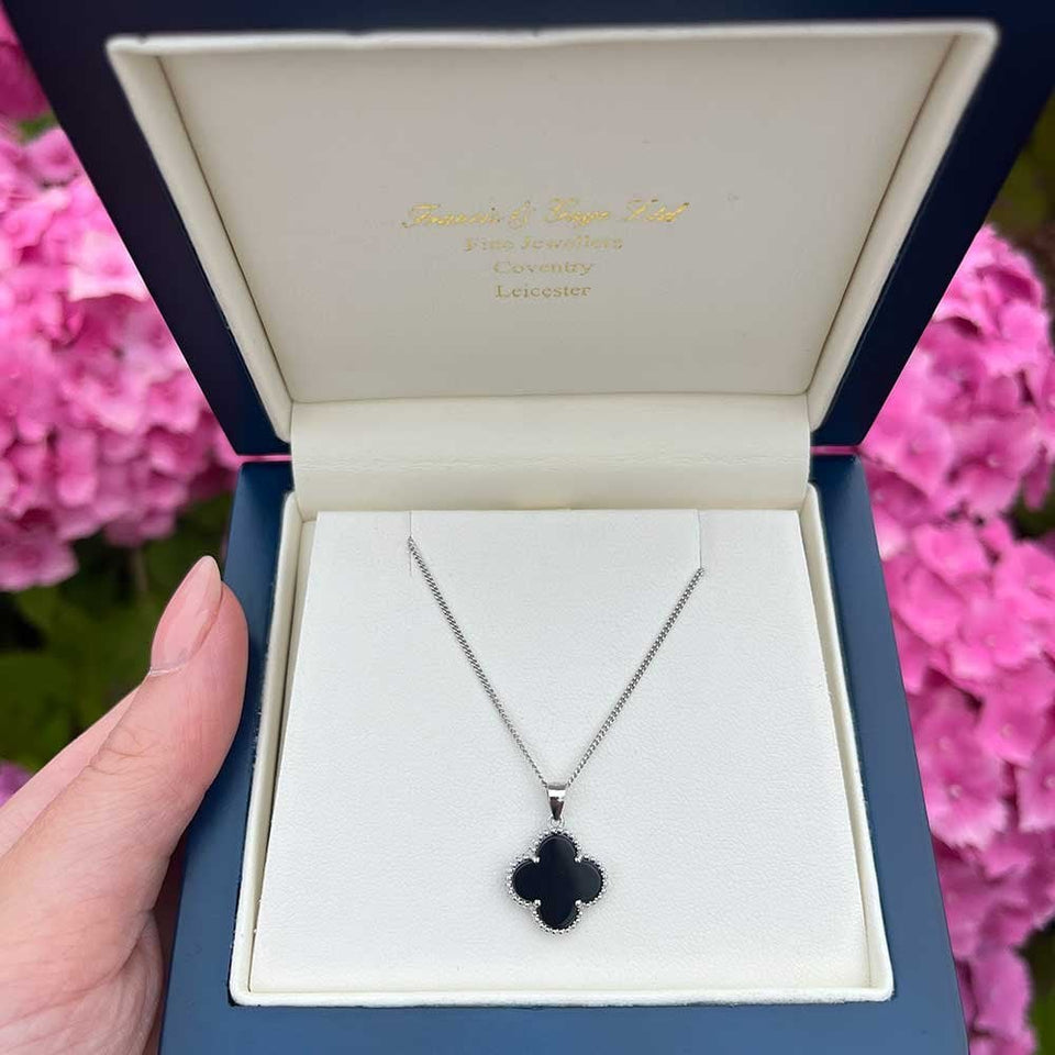 Francis & Gaye Sterling Silver Black Onyx Flower Necklace