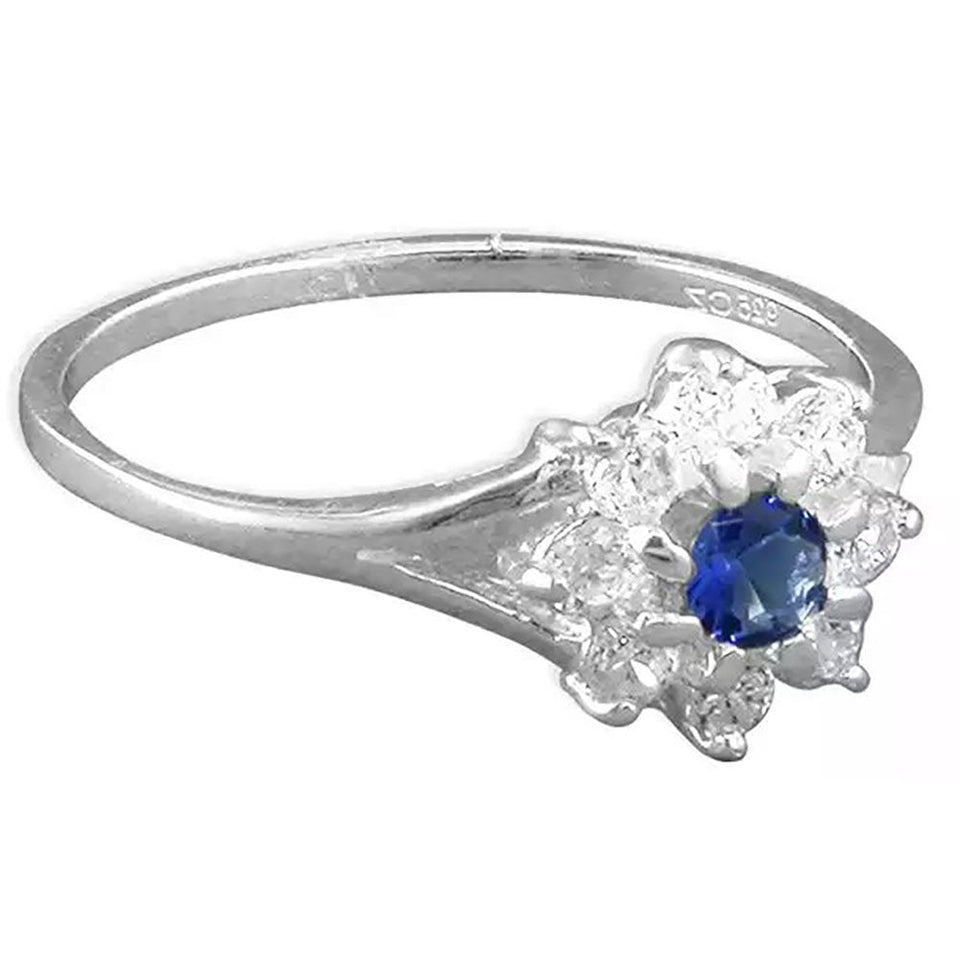 Francis & Gaye Sterling Silver Blue Stone Set Flower Cluster Ring