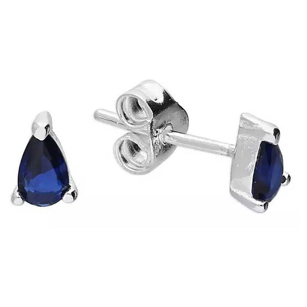 Francis & Gaye Sterling Silver Blue Teardrop Earring Studs