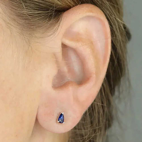 Francis & Gaye Sterling Silver Blue Teardrop Earring Studs