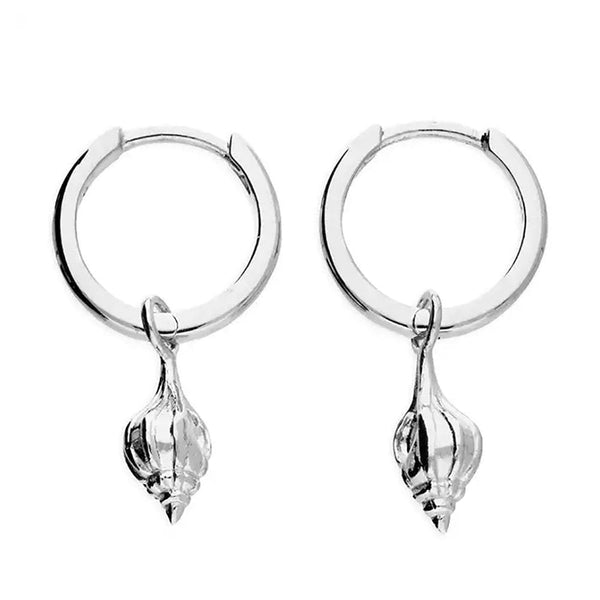 Francis & Gaye Sterling Silver Conch Shell Hinged Huggie Hoops