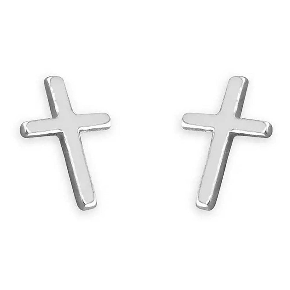 Francis & Gaye Sterling Silver Cross Earring Studs