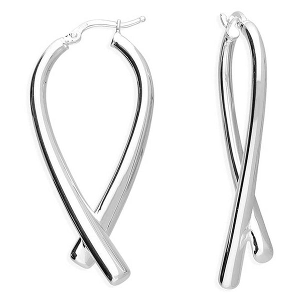 Francis & Gaye Sterling Silver Cross Hinged Hoops