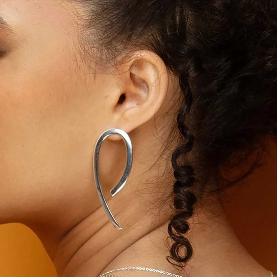 Francis & Gaye Sterling Silver Cross Hinged Hoops