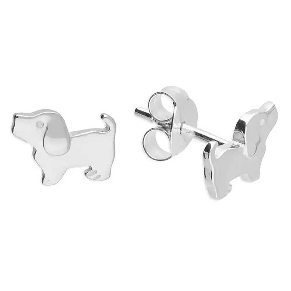 Francis & Gaye Sterling Silver Cute Dog Earrings