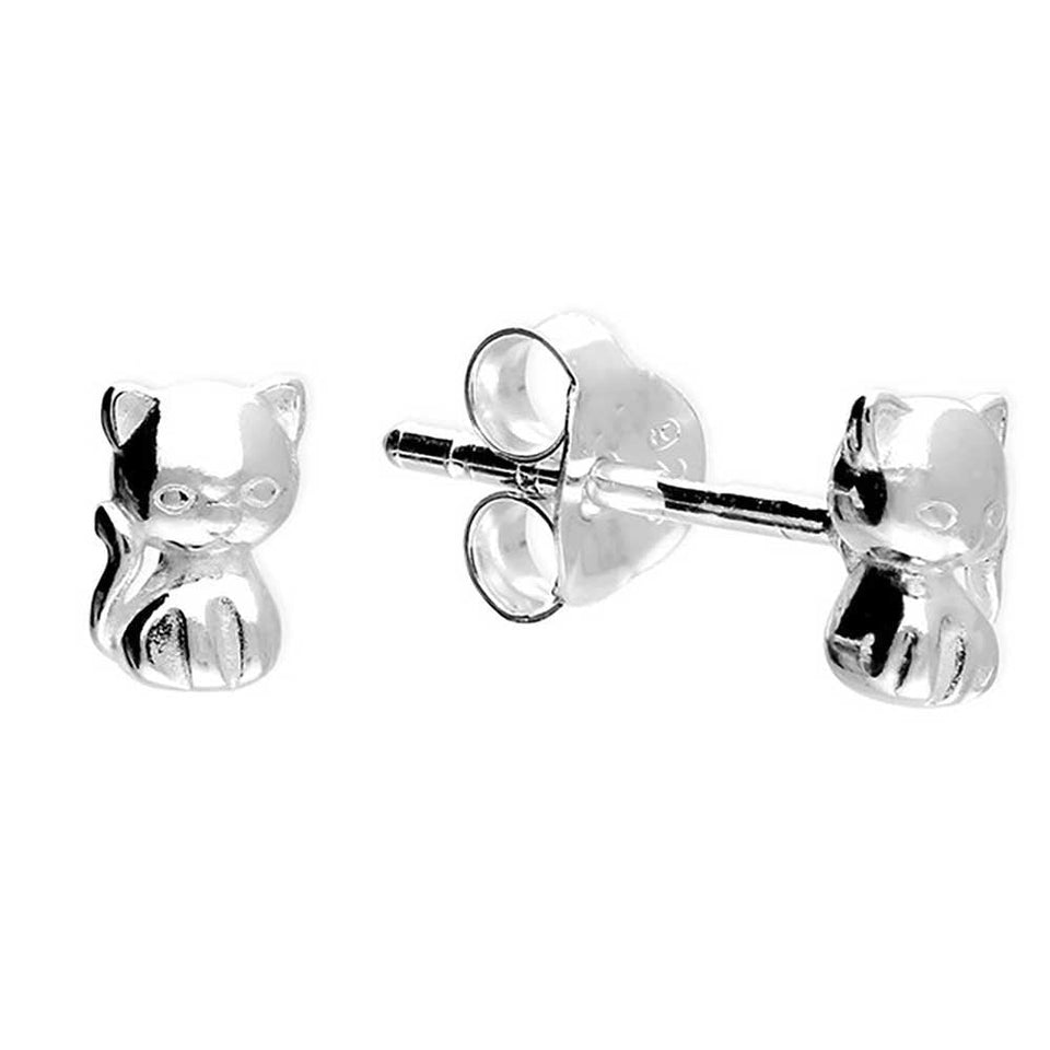 Francis & Gaye Sterling Silver Cute Kitten Earrings
