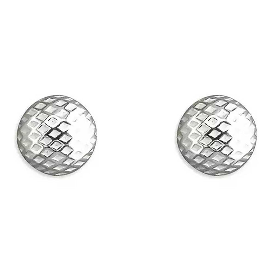 Francis & Gaye Sterling Silver Dimpled Button Stud Earrings