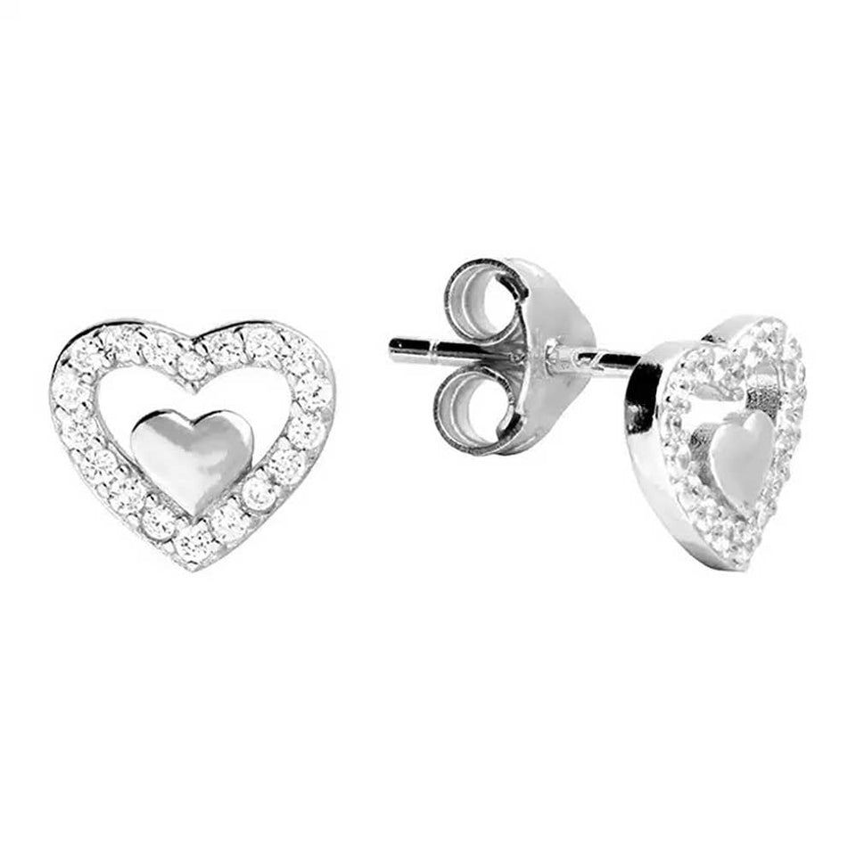 Francis & Gaye Sterling Silver Double Heart Earrings