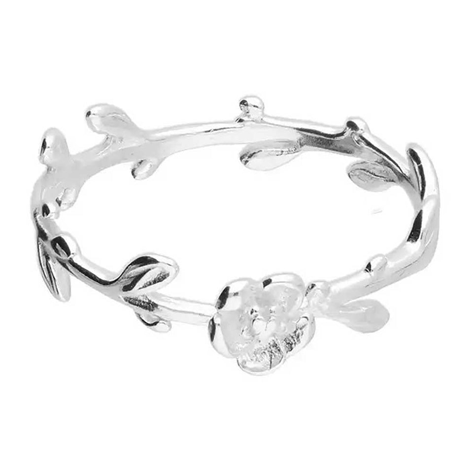 Francis & Gaye Sterling Silver Flower & Leaf Ring