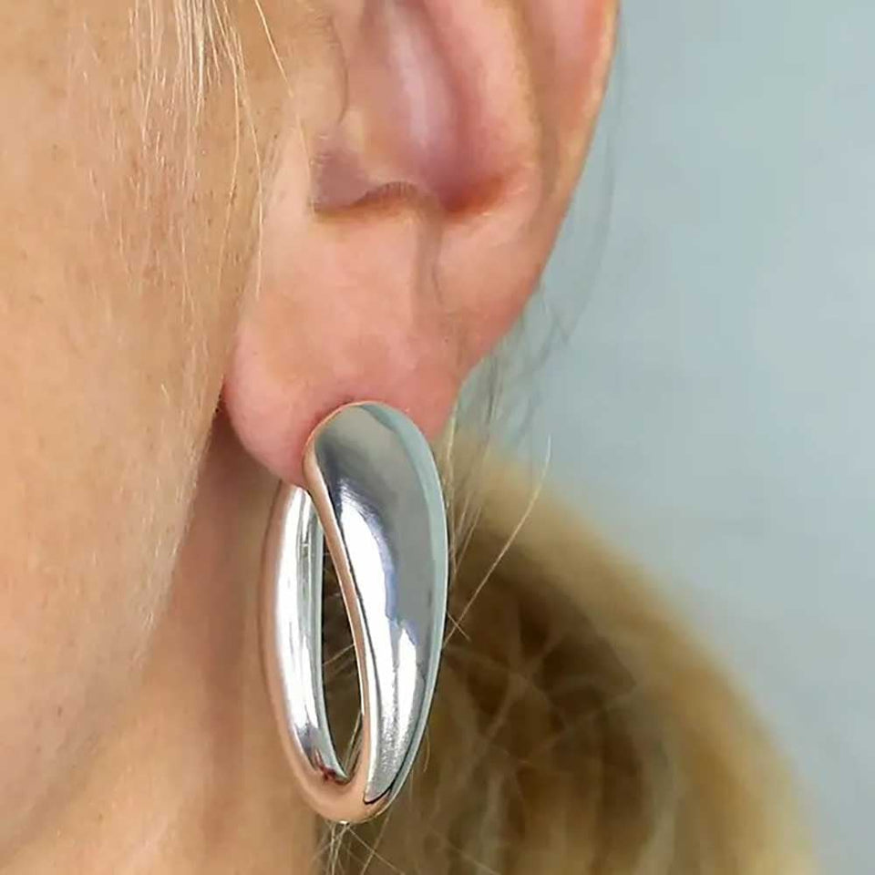 Francis & Gaye Sterling Silver Graduated Modern Hinged Hoops