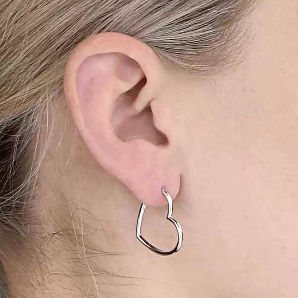 Francis & Gaye Sterling Silver Heart Hoops
