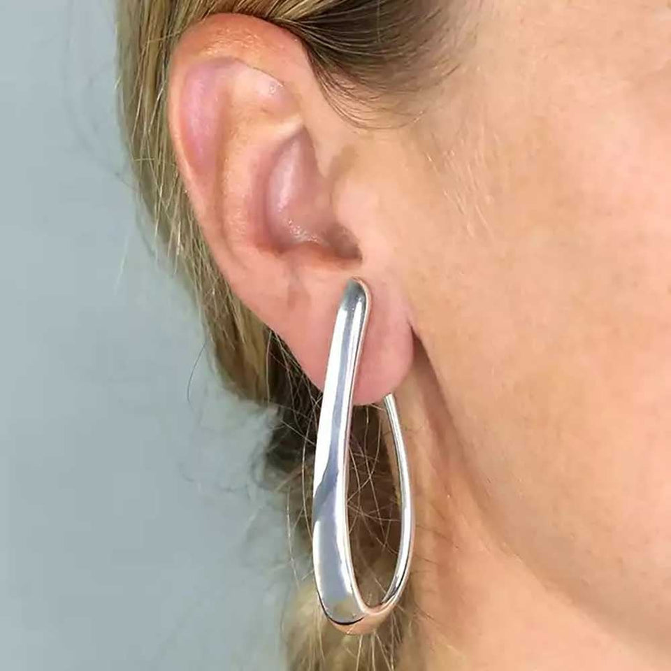 Francis & Gaye Sterling Silver Hollow Sweep Hinged Hoops