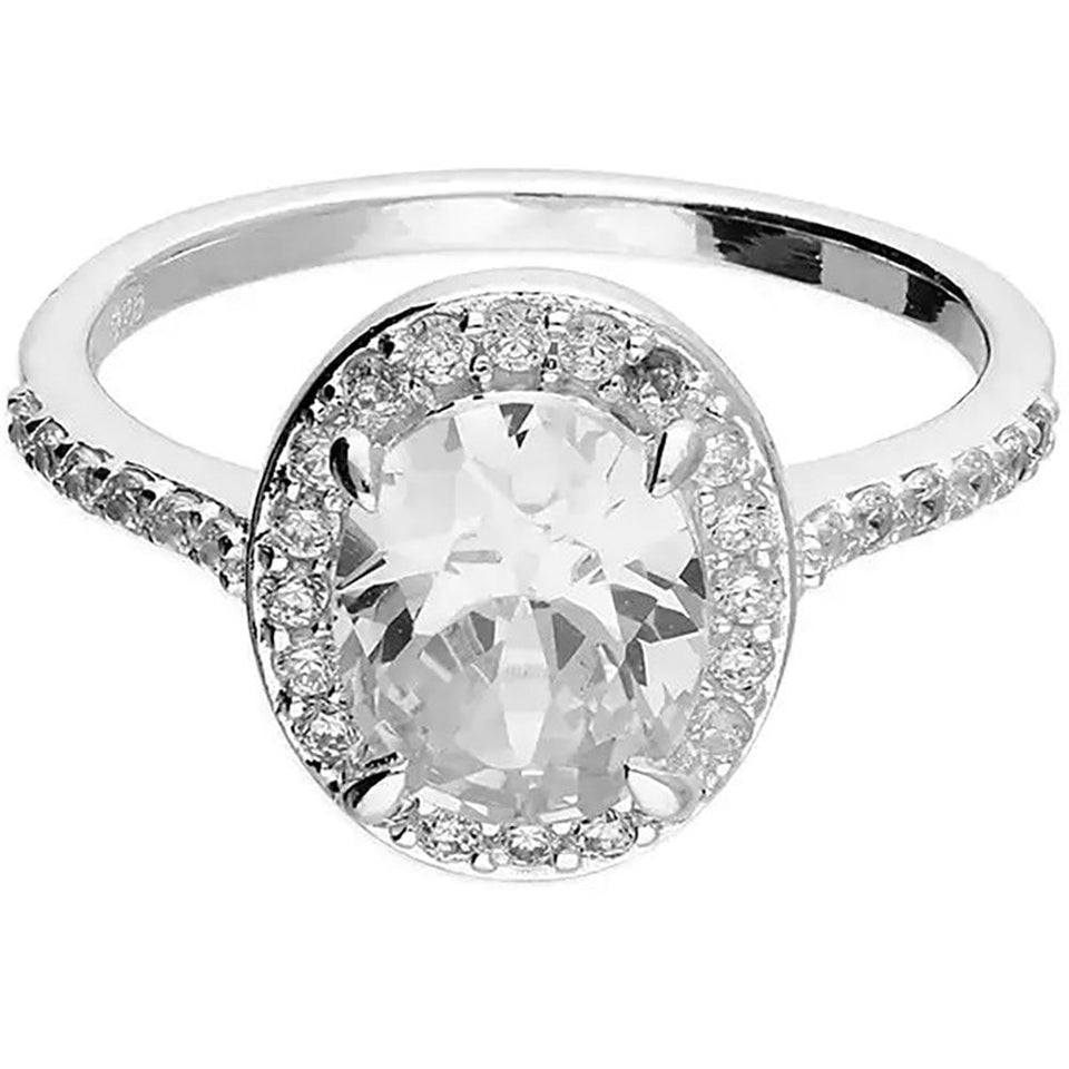 Francis & Gaye Sterling Silver Large Oval Halo Ring