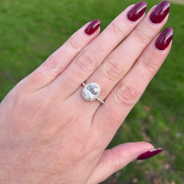 Francis & Gaye Sterling Silver Large Oval Halo Ring