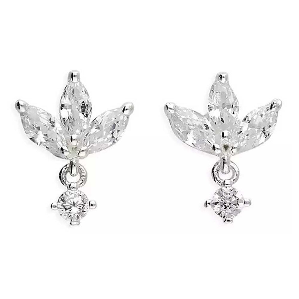 Francis & Gaye Sterling Silver Lotus with Drop Earrings