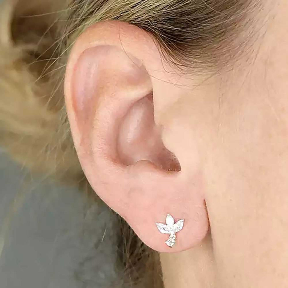 Francis & Gaye Sterling Silver Lotus with Drop Earrings