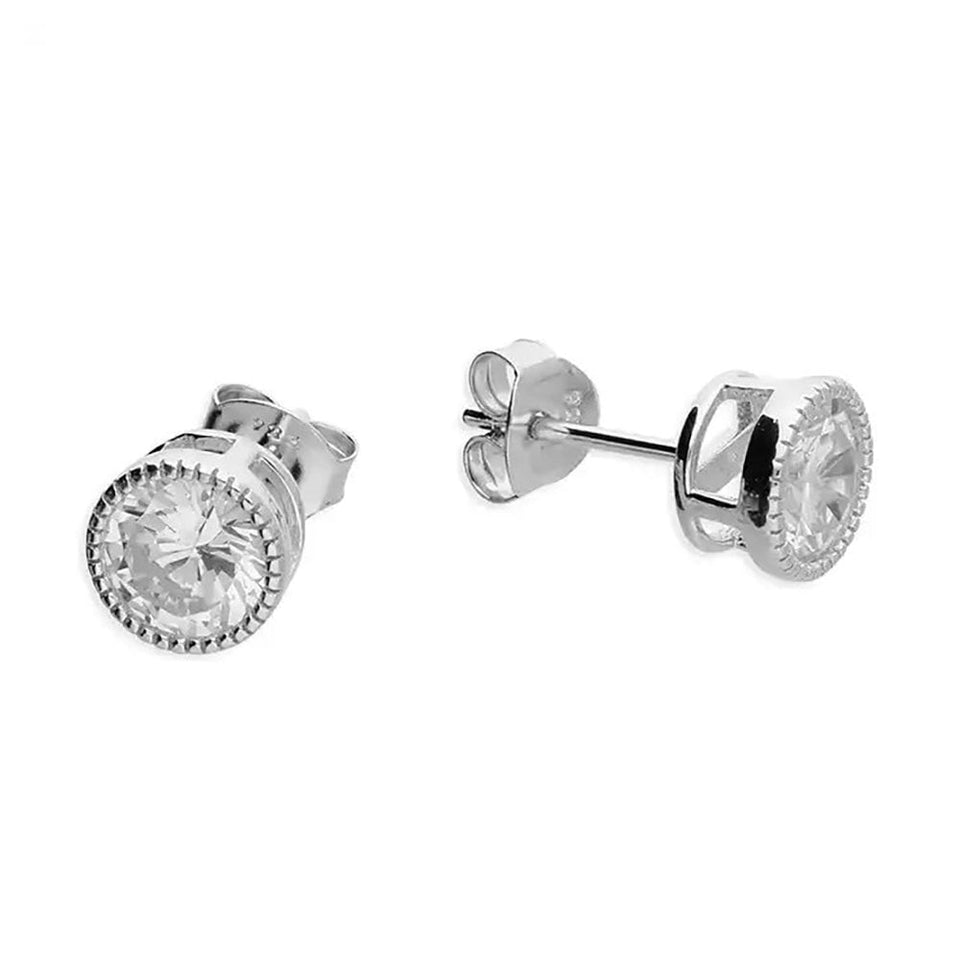 Francis & Gaye Sterling Silver Milgrain Earring Studs