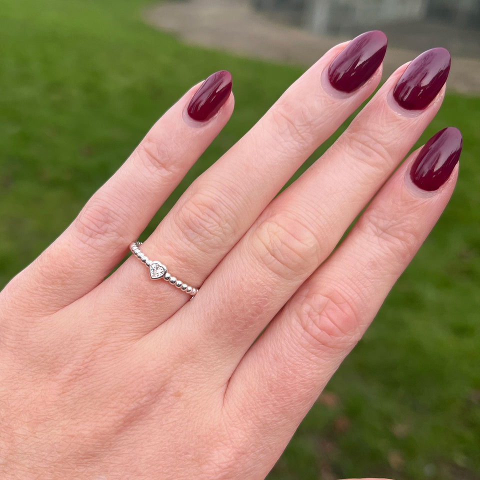 Francis & Gaye Sterling Silver Mini Heart Bobble Band Ring