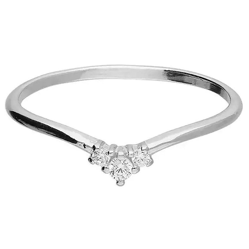 Francis & Gaye Sterling Silver Mini Stone Set Wishbone Ring