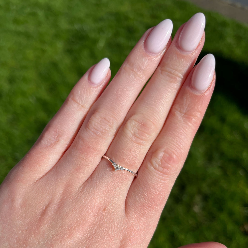 Francis & Gaye Sterling Silver Mini Stone Set Wishbone Ring