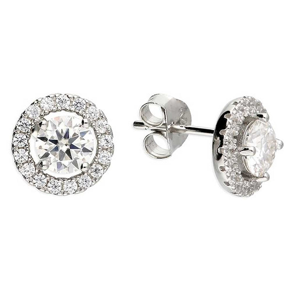 Francis & Gaye Sterling Silver Moissanite Halo Earring Studs