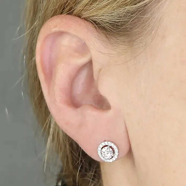 Francis & Gaye Sterling Silver Moissanite Halo Earring Studs