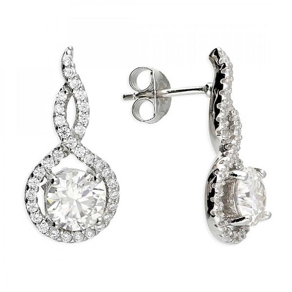 Francis & Gaye Sterling Silver Moissanite Set Fancy Earring Drops