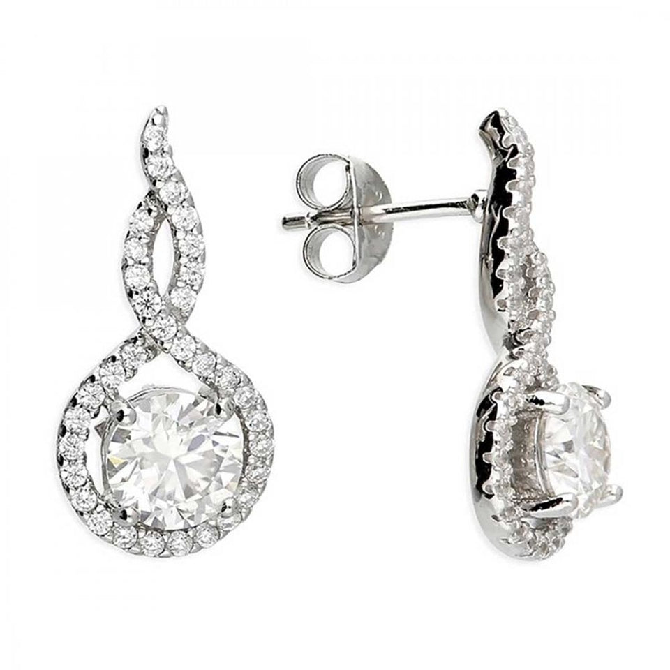 Francis & Gaye Sterling Silver Moissanite Set Fancy Earring Drops