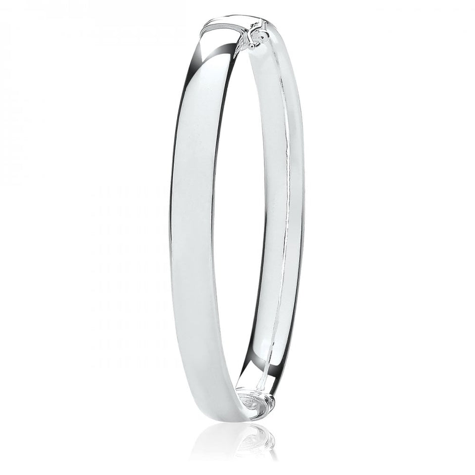 Francis & Gaye Sterling Silver Oval Plain Hinged Bangle