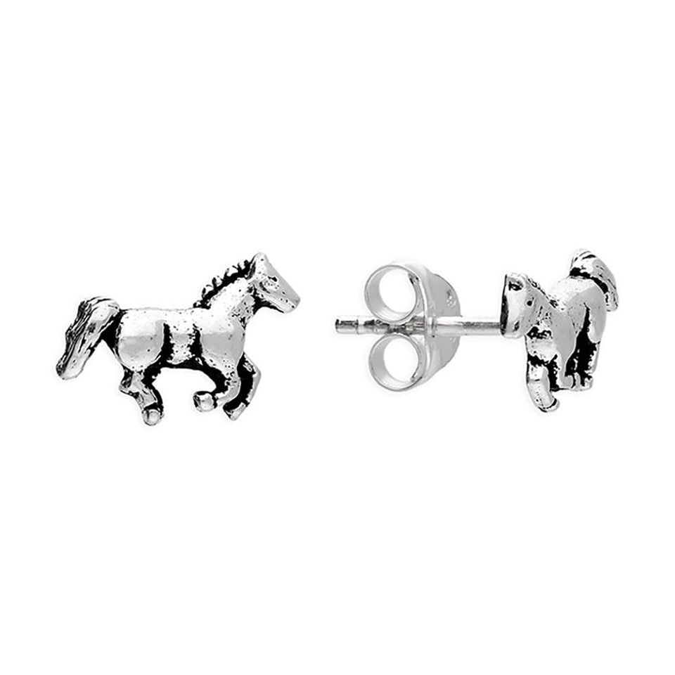Francis & Gaye Sterling Silver Oxidised Horse Earring Studs