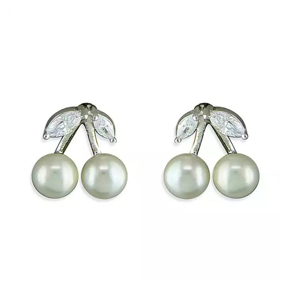 Francis & Gaye Sterling Silver Pearl Cherry Earring Studs
