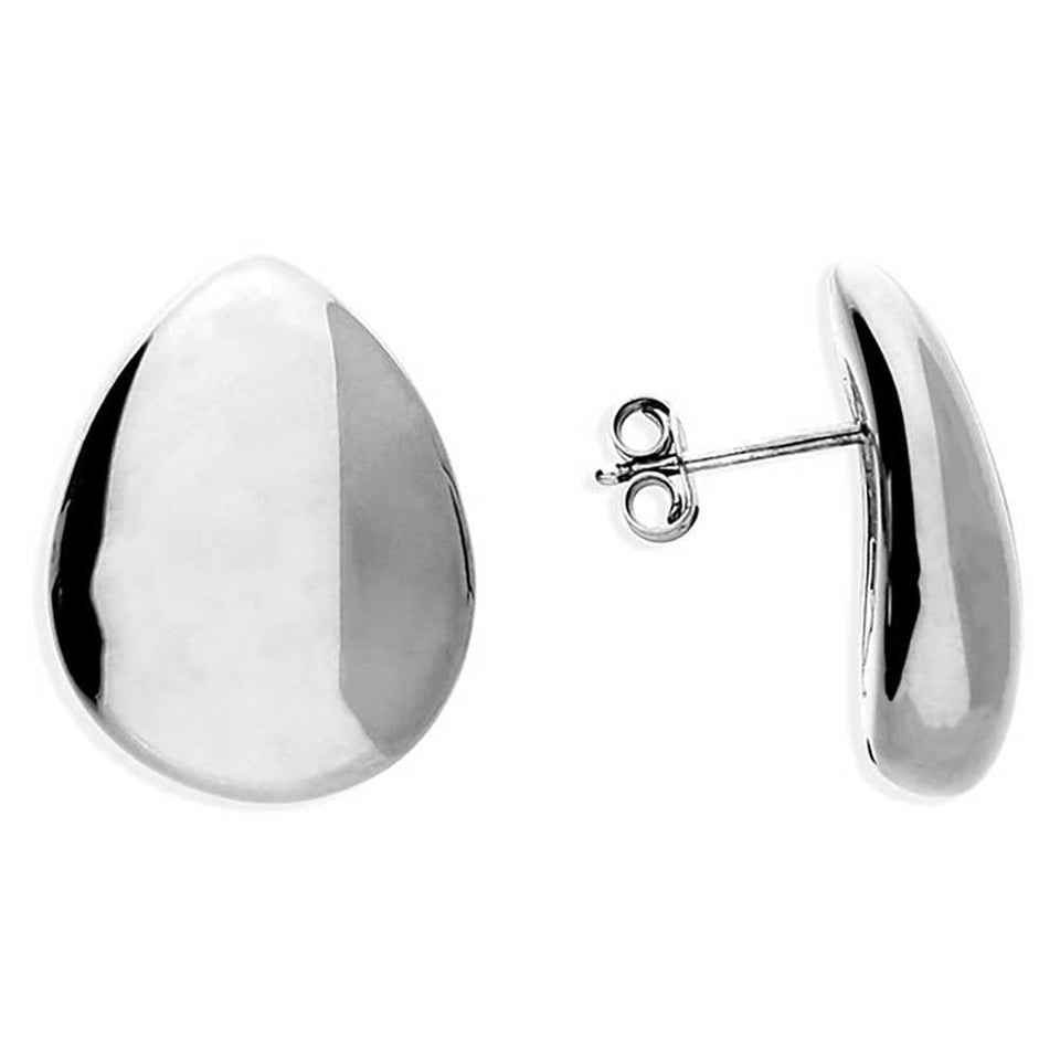 Francis & Gaye Sterling Silver Plain Puffed Pear Drop Earrings
