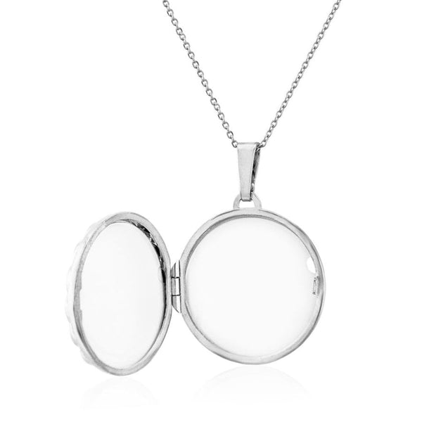 Francis & Gaye Sterling Silver Round Embossed Locket Necklace