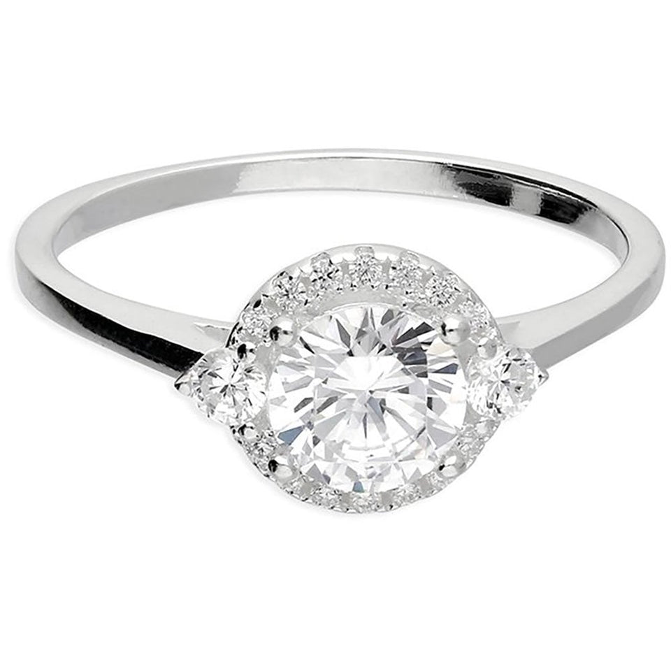 Francis & Gaye Sterling Silver Round Halo Cluster Ring